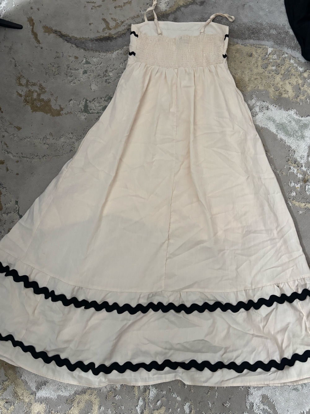 Women's Cream Dress with Black Trim